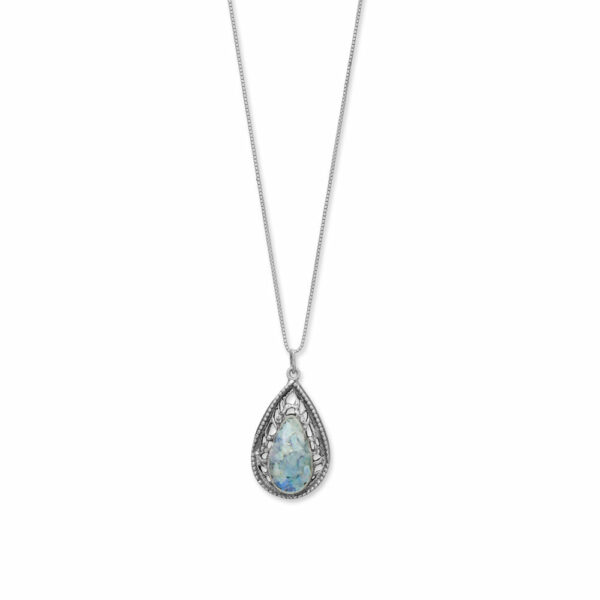 18 Pear Cutout Roman Glass Necklace