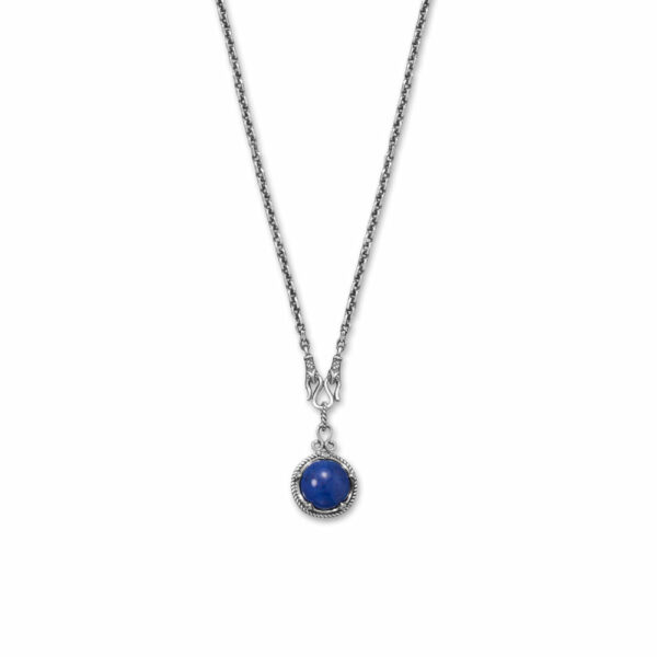 18 + 2 Oxidized Reversible Lapis and Rainbow Moonstone Necklace - alternate view 2