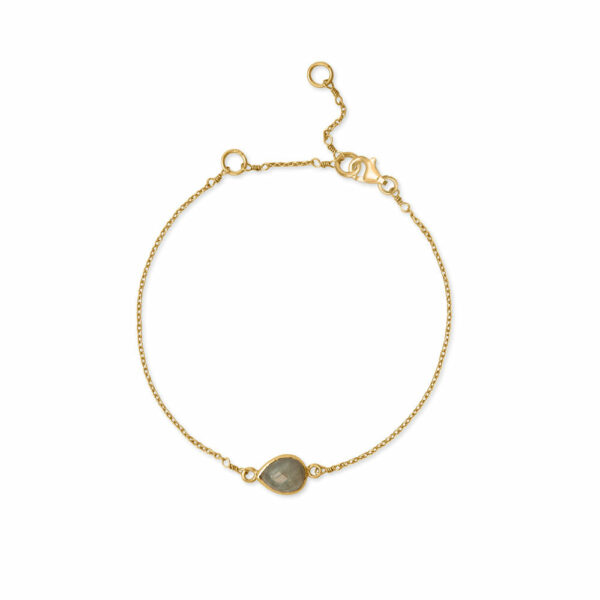 7 + 2 14 Karat Gold Plated Pear Faceted Labradorite Bracelet