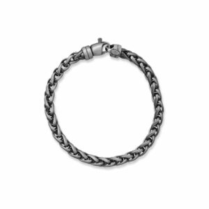8 Black Rhodium Brushed Wheat Chain Bracelet