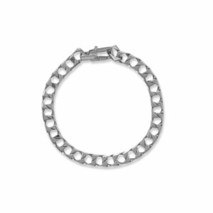 8 Rhodium Plated Square Curb Chain Bracelet