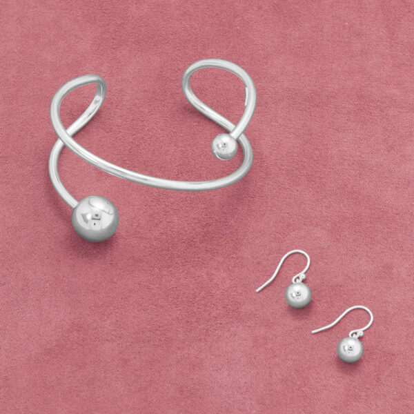 Diagonal 8mm and 12mm Ball Cuff Bracelet - alternate view 3