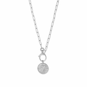 22 Rhodium Plated Owl Medallion Necklace