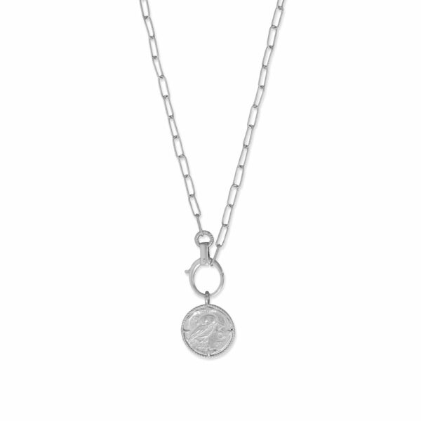 22 Rhodium Plated Owl Medallion Necklace