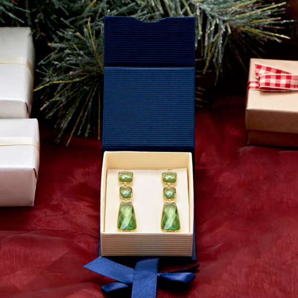 14 Karat Gold Plated Rectangle Prasiolite Drop Earrings - alternate view 2