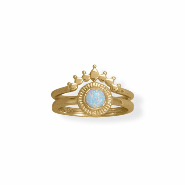 14 Karat Gold Plated Dot Crown Ring - alternate view 3