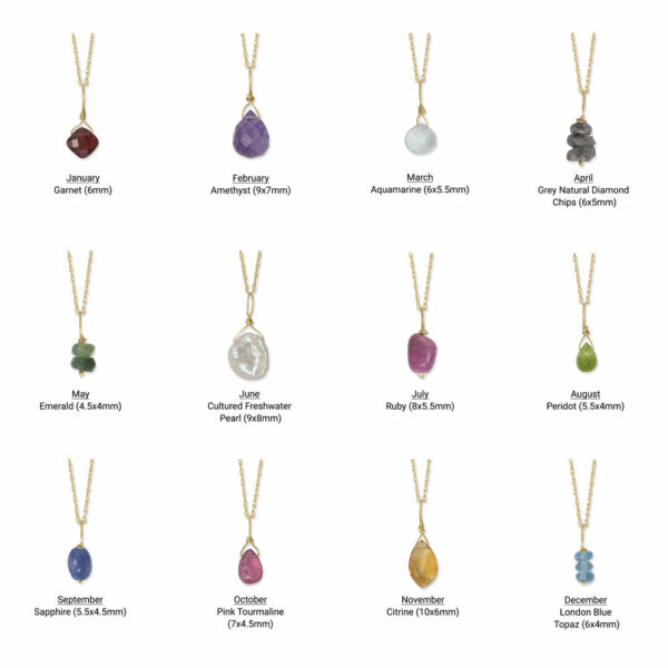 16 14 Karat Gold Birthstone Necklace (January-December) - alternate view 2