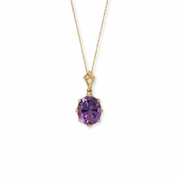 18 14 Karat Gold Precision Cut Amethyst Necklace
