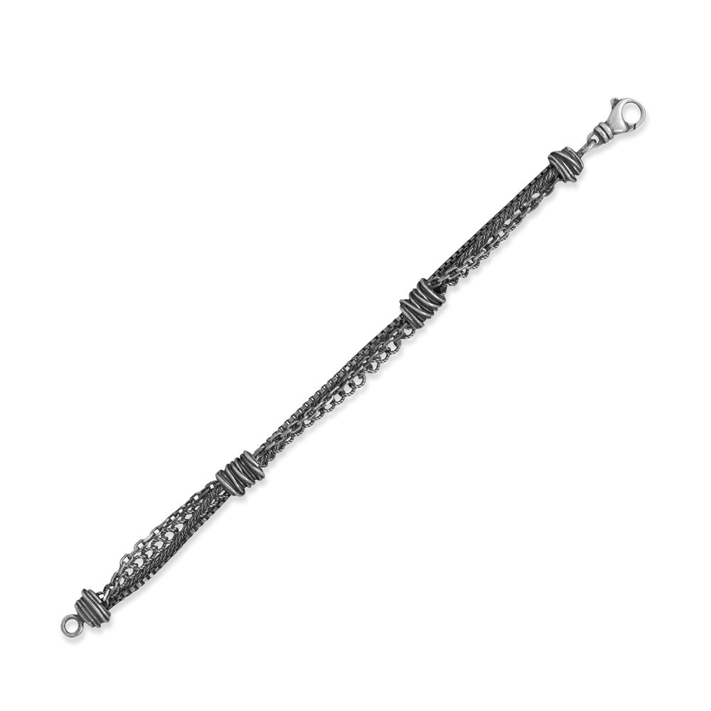 7 Oxidized Wrapped Multi Chain Bracelet