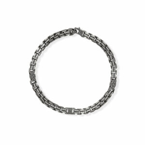8.5 Black Ruthenium Brushed Box Chain Bracelet