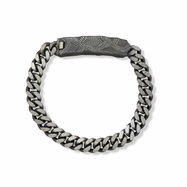 8.5 Black Ruthenium Snakeskin ID Bracelet
