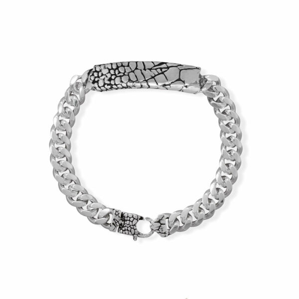 8.5 Enamel Filled Lizard Pattern ID Bracelet