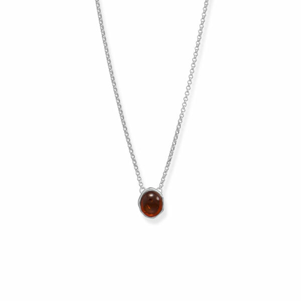18 + 2 Hammered Edge Oval Baltic Amber Necklace