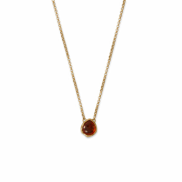 18 + 2 24 Karat Gold Plated Hammered Edge Pear Baltic Amber Necklace