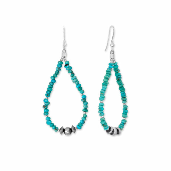 Mexican Campitos Turquoise Pear Outline Earrings