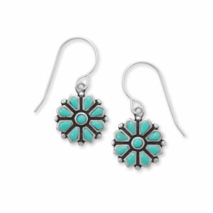 Reconstituted Turquoise Flower Earrings