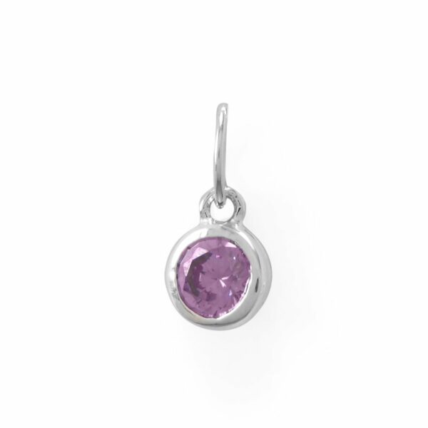 Rhodium Plated Round CZ Birthstones Charm (January-December) - Silver - alternate view 4
