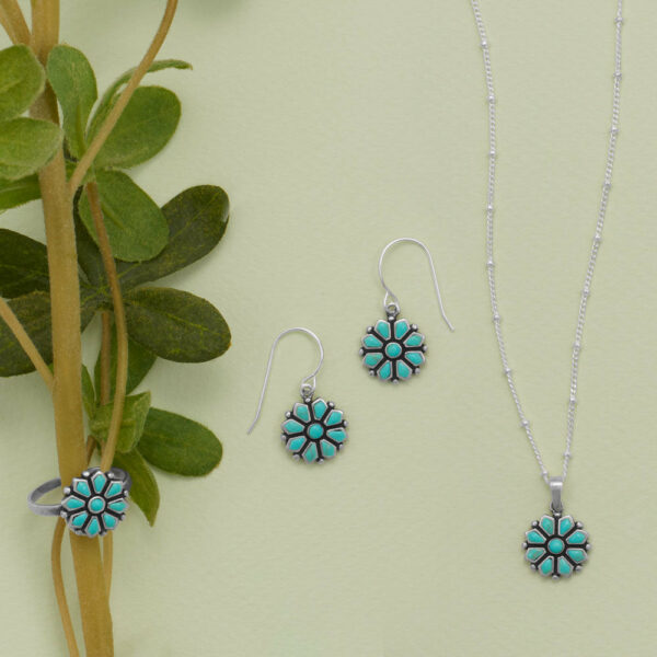 Reconstituted Turquoise Flower Pendant - alternate view 2