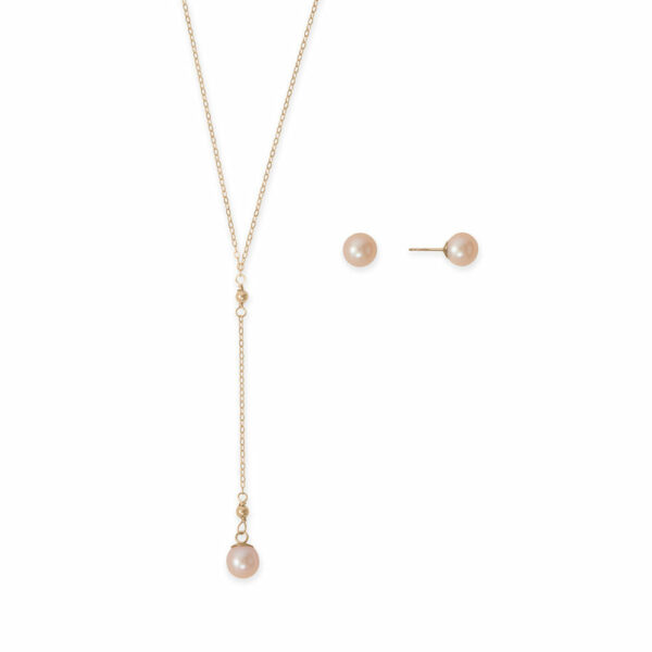 14/20 Gold Filled Natural Color Cultured Freshwater Pearl Drop Set - alternate view 2