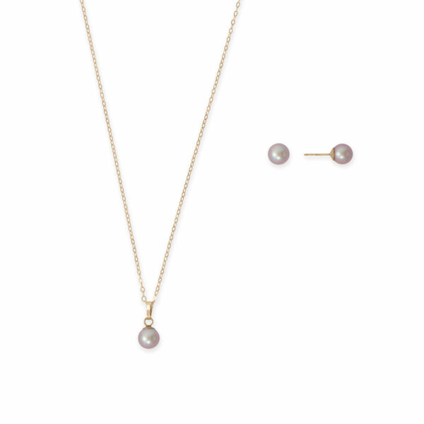 14/20 Gold Filled Natural Color Cultured Freshwater Pearl Set - alternate view 2