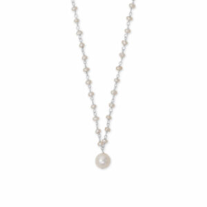 16 + 2 Beaded Cultured Freshwater Pearl Drop Necklace