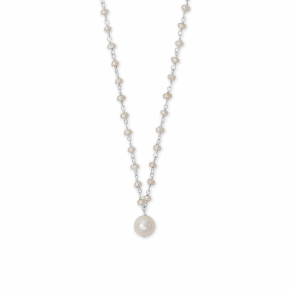 16 + 2 Beaded Cultured Freshwater Pearl Drop Necklace