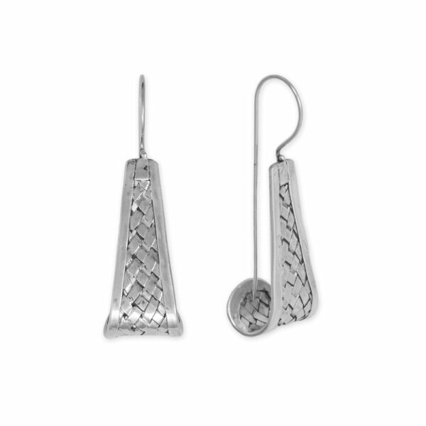 Long Weave Pattern Bali Earrings