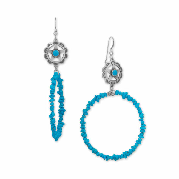 Southwestern Star with Reconstituted Turquoise Drop Earrings