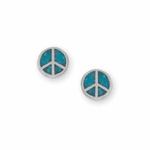Turquoise Chip Peace Sign Earrings