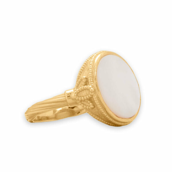 14 Karat Gold Plated Antique Style Mother of Pearl Ring - alternate view 2