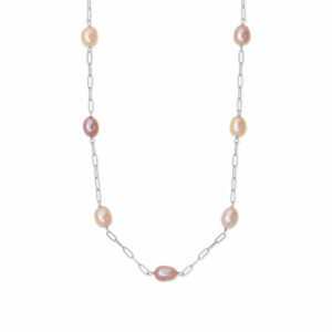 18 Natural Color Cultured Freshwater Pearl Station Necklace