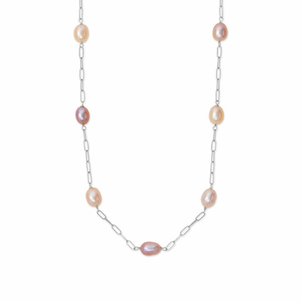 18 Natural Color Cultured Freshwater Pearl Station Necklace