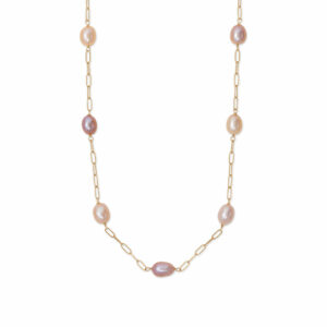 18 Gold Filled Natural Color Cultured Freshwater Pearl Station Necklace