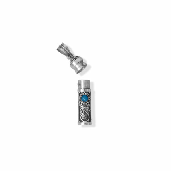 Oxidized Bali Turquoise Memory Keepsake Pendant - alternate view 2