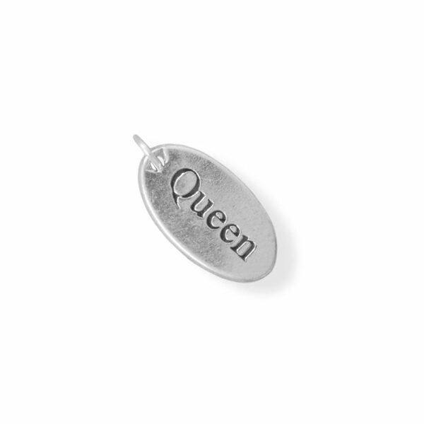 Oxidized Oval Queen Tag Charm