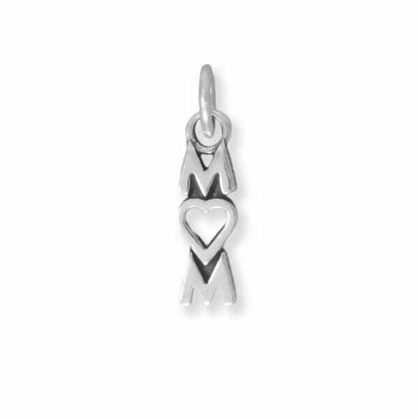 Gold or Silver MOM with Heart Charm