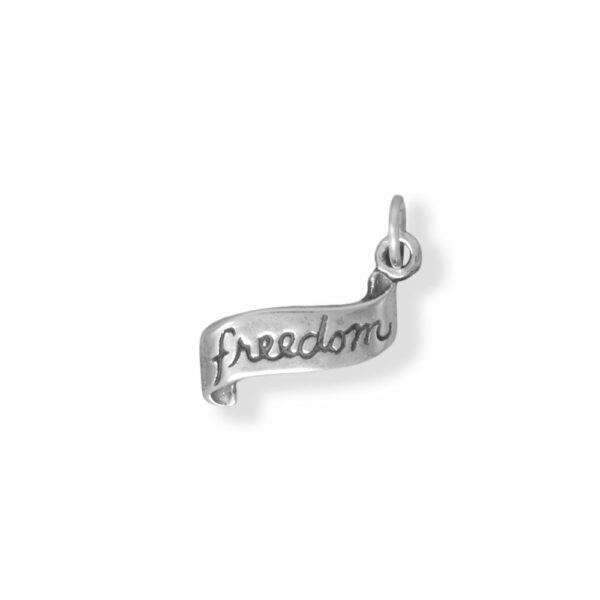 Oxidized FREEDOM Ribbon Charm