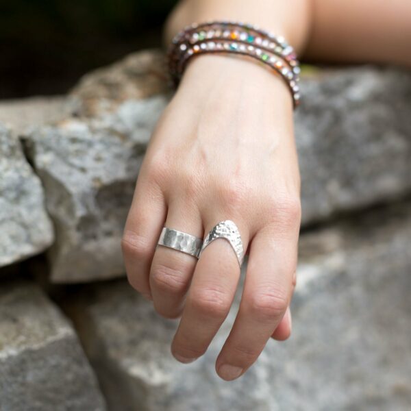 8mm Hammered Band Ring - alternate view 2