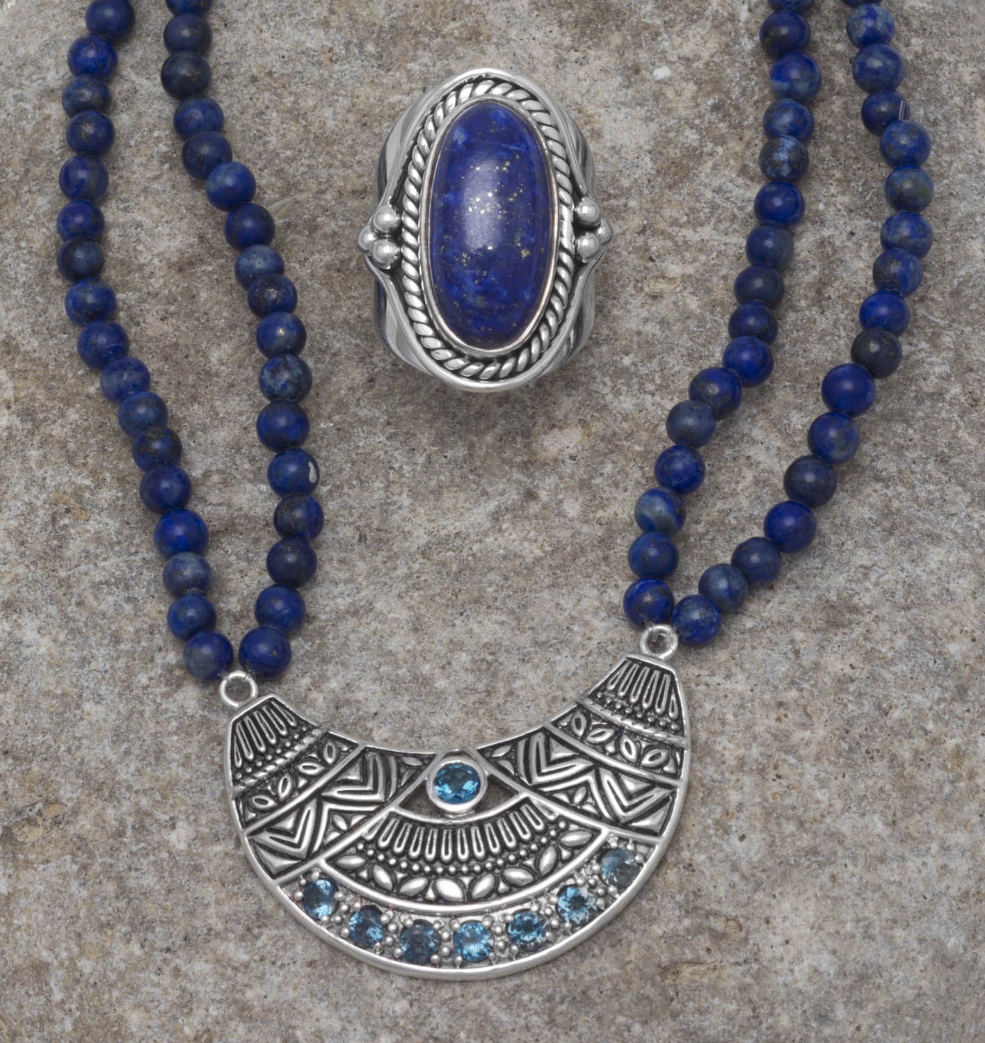 Oxidized Lapis Ring - alternate view 4