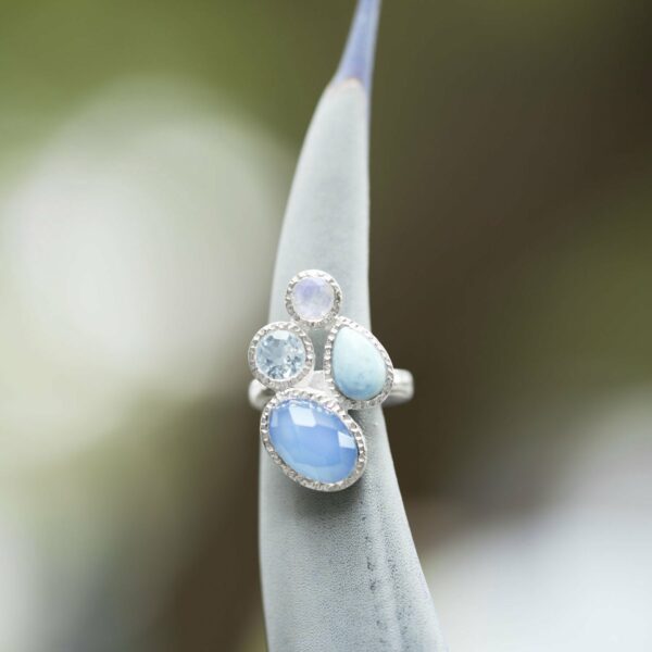 Topaz and Moonstone Cluster Ring