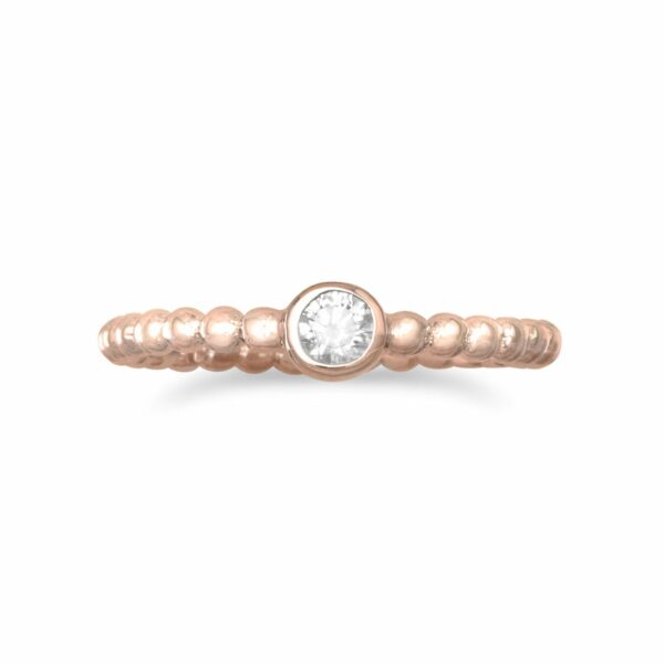 14 Karat Rose Gold Plated Solitaire CZ Ring
