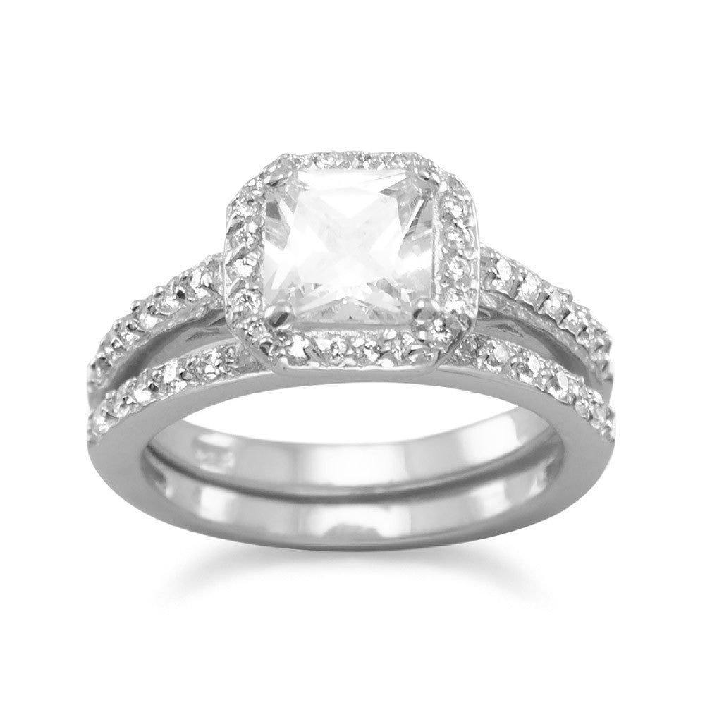 Rhodium Plated CZ Bridal Ring Set - alternate view 3