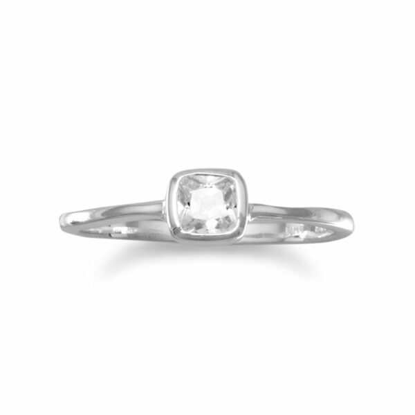Solitaire Square Clear CZ Ring