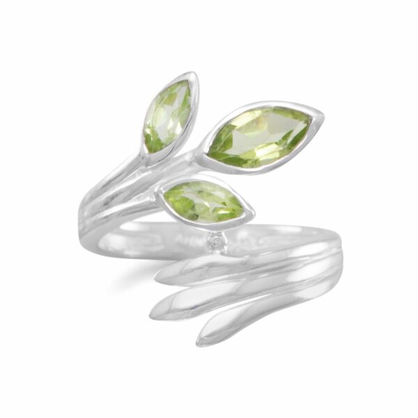 Fan Design Marquise Peridot Wrap Ring