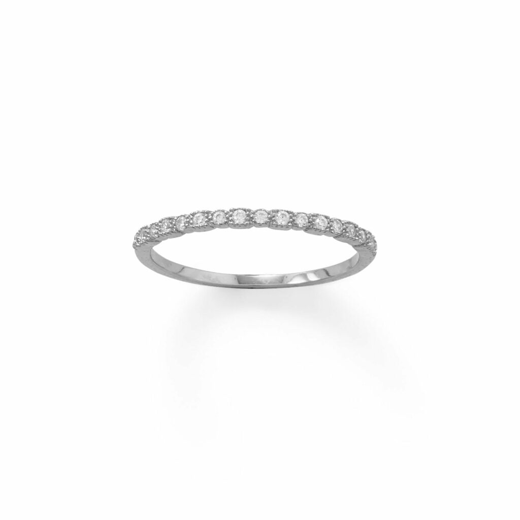 Rhodium Plated Thin CZ Ring