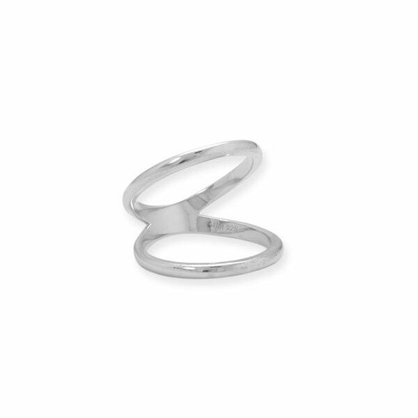 Rhodium Plated Double Band Knuckle Ring - alternate view 2