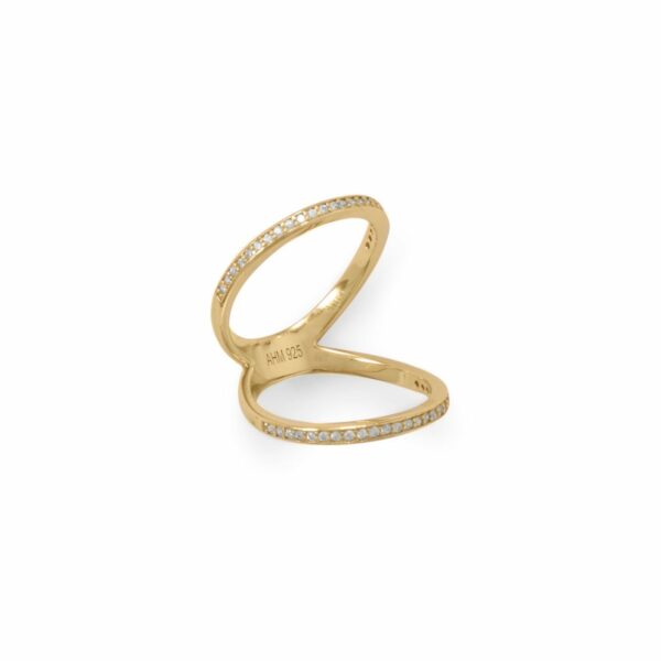 14 Karat Gold Plated CZ Double Band Knuckle Ring - alternate view 2