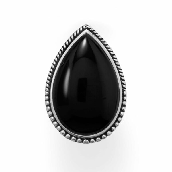 Large Black Onyx with Beaded Edge Ring - alternate view 2