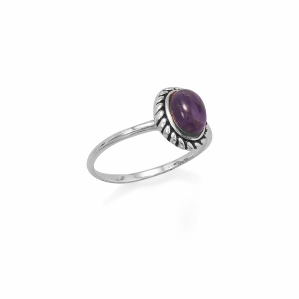 Delicate Oval Amethyst with Rope Edge Ring - alternate view 2