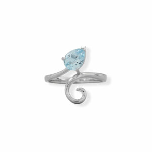 Pear Sky Blue Topaz and Swirl Ring